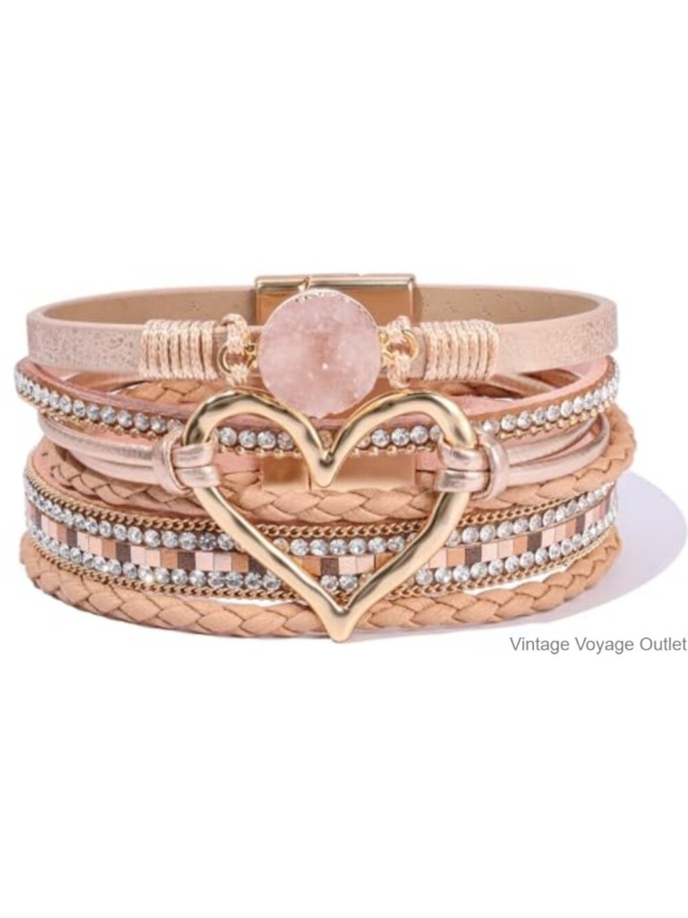 Boho Leather Wrap Bracelet Chunky Stackable Statement Bangle Cuff